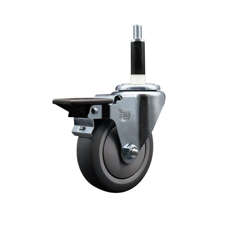 Service Caster 4'' Thermoplastic Rubber Swivel 3/4'' Expanding Stem Caster with Brake SCC-EX20S414-TPRB-PLB-34